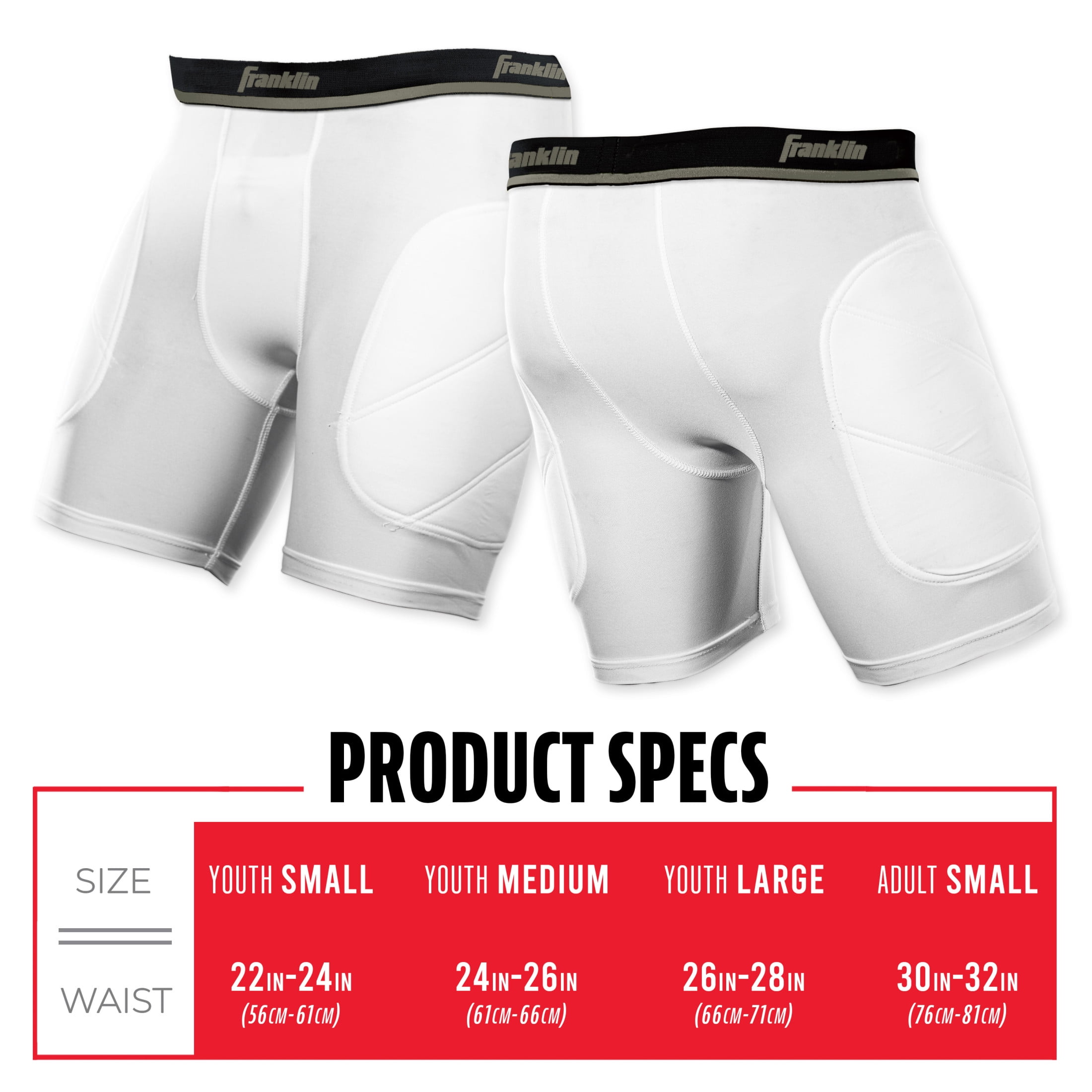 Franklin Sports Adult Baseball Compression Sliding Shorts with Cup Pocket, Black, Adult Small