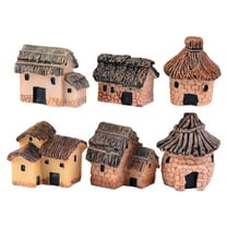 Masteelf  6 Pcs Tiny Village Houses Miniature Garden Ornaments Craft Fairy