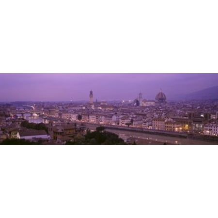 Twilight Florence Italy Canvas Art - Panoramic Images (18 x