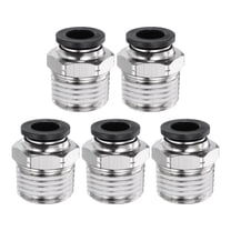 Uxcell 5pcs Push to Connect Fitting 3/8" x 1/2" Thread Brass Straight Union, Black