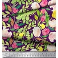 thumbnail image 3 of Soimoi Poly Georgette Fabric Flower & Leaves Watercolor Print Sewing Fabric Yard 42 Inch Wide, 3 of 3