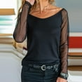 thumbnail image 2 of IROINNID Discount Womens Long Sleeve Tops O Neck Hollow Out T Shirt Autumn Solid Blouse Tops,Black, 2 of 9