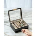 thumbnail image 4 of Jewelry Box, 2-Layer Jewelry Organizer with Glass Lid, 1 Drawer, Modern Design, Graphite Black & Gold, 8 x 9.1 x 4.1 Inches, 4 of 6