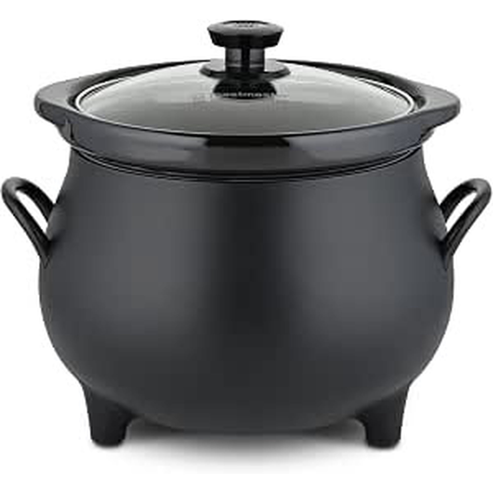 Toastmaster 4QT Black Cauldron Slow Cooker with Removable Crock and Glass Lid