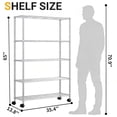 thumbnail image 6 of Ktaxon Commercial 5 Tier Storage Rack, Adjustable Rolling Metal Garage Shelving Chrome, 35''W x 14''D x 65''H, Capacity for 800lbs, 6 of 10