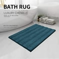 thumbnail image 2 of Easy-Going Luxury Chenille Striped Pattern Bath Mat, 20x32 in, Soft Plush Bath Rug, Absorbent Bathroom Rug, Non Slip Perfect Carpet Rugs for Shower, Bedroom, Front Door, Entryway (Turquoise Blue), 2 of 7