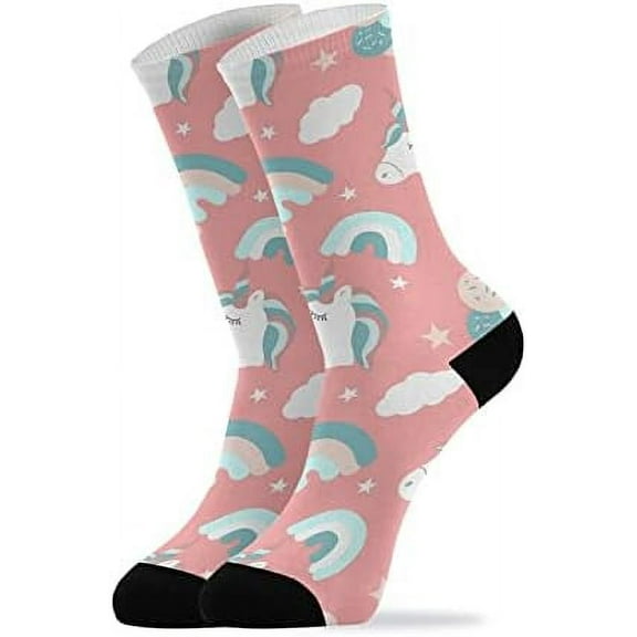 Coolnut Rainbow Socks Winter Warm Socks Fashion Print Socks Novelty Casual Socks for Men Women( 1 Pack)