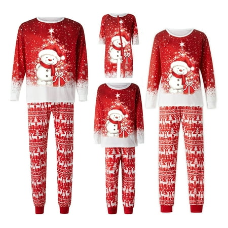 

Christmas Family Matching Pajamas Set Xmas Deer Snowflake Long Sleeve Top Pants Sleepwear Homewear Outfit