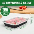 thumbnail image 2 of Envases Dealusy para preparación de comidas, 50 unidades, 800 ml, reutilizables con tapas, 2 of 7