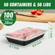 thumbnail image 2 of Envases Dealusy para preparación de comidas, 50 unidades, 800 ml, reutilizables con tapas, 2 of 7