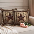thumbnail image 6 of 2 Pack Outdoor Waterproof Throw Pillow Covers,Western Star Farm Brown Wood Grain Decorative Square Patio Pillowcases for Chair Couch Sofa 16x16in, 6 of 9