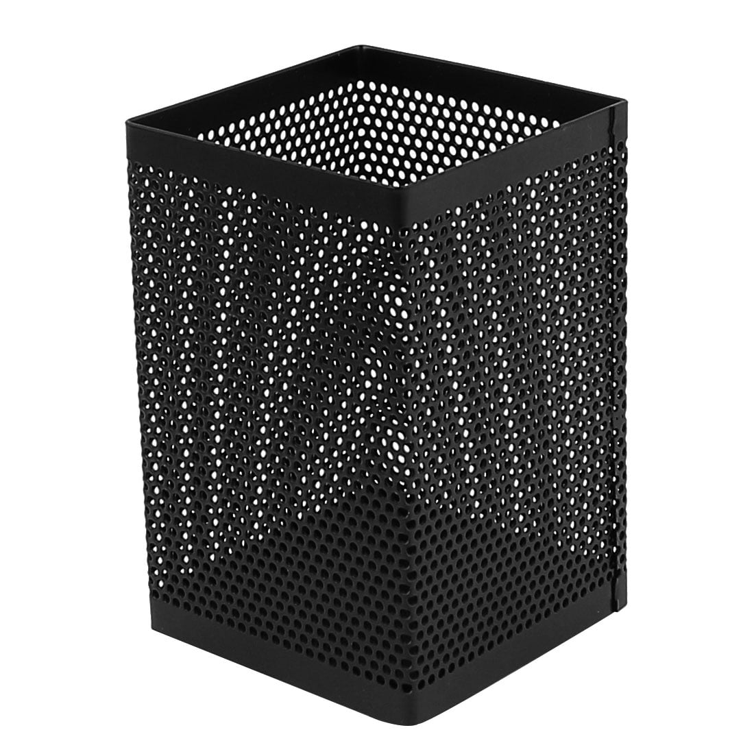 Metal Square Mesh Pen Pencil Eraser Stationery Holder Container Black