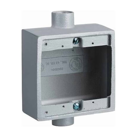 Killark 2FSC-1, 2-Gang, (2) 1/2"" Hub, Aluminum, Shallow, Cast Device Box, 1 pc