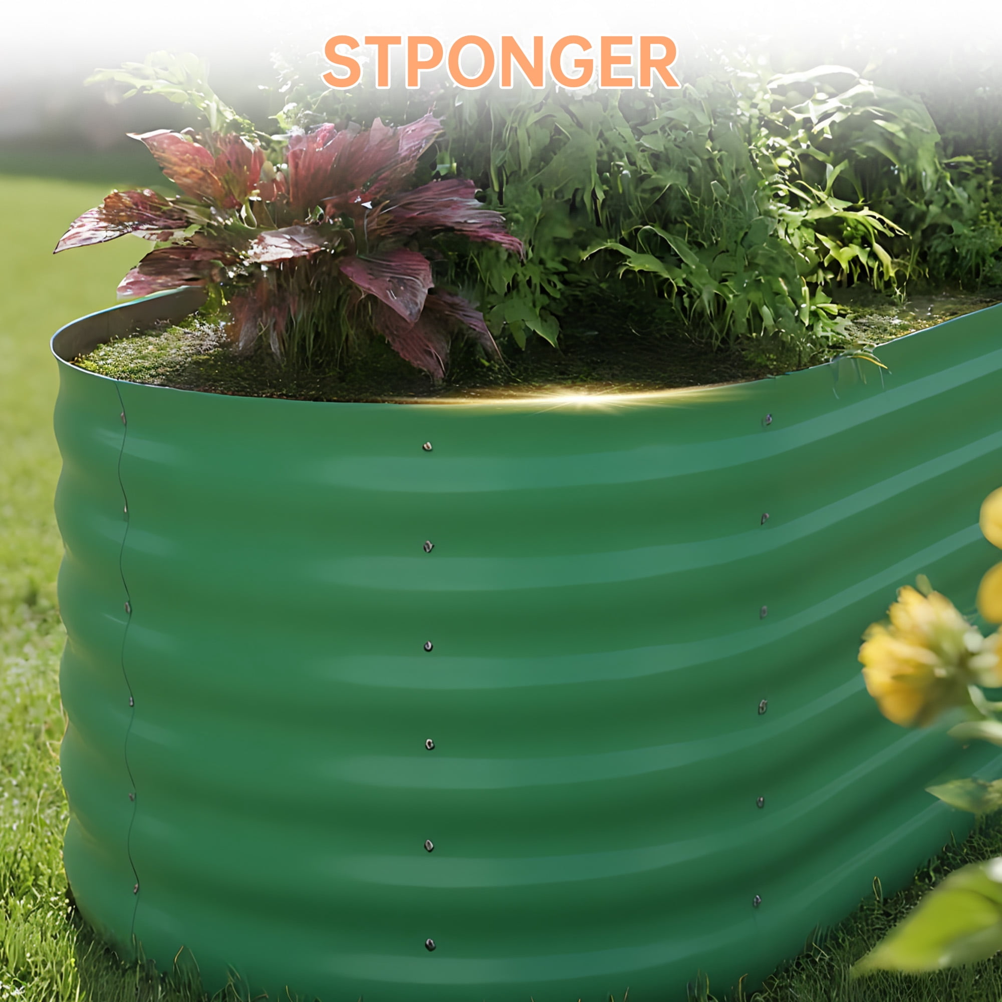 Heavy Duty 8x2x1.5 ft Galvanized Raised Planter Box, 18 Inch Tall Elevated Garden Bed for Backyard, Patio & Balcony, Durable Rustproof Metal Raised Garden Bed for Vegetables, Herbs and Flowers