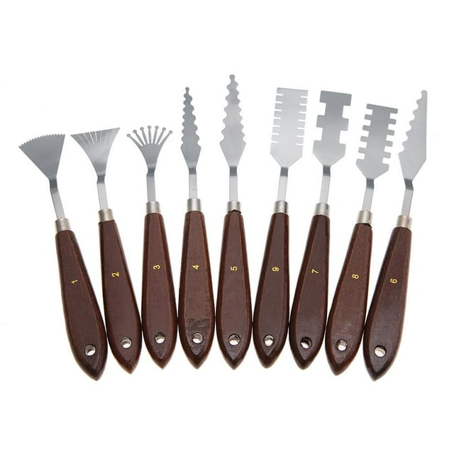9PCS Professional Spatula Paint Mixture Scraper Set Artist Oil Painting Palette Knife,Paint Spatula, Palette Knife