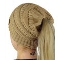 thumbnail image 1 of Bonnet Tricoté Extensible pour Fille, Queue de Cheval, Bonnet Chaud pour l'Hiver, 1 of 5