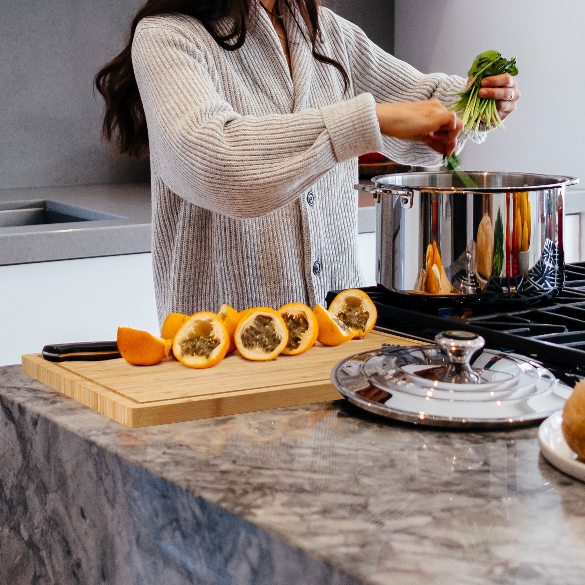 BambooMN Jenn Air Bamboo Range Burner Cutting Board, New Vertical Cut, Large (20.5"x12"x0.75")