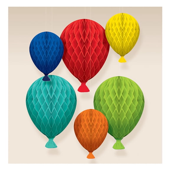Balloon Shaped Assorted Hanging Honeycomb Decorations
