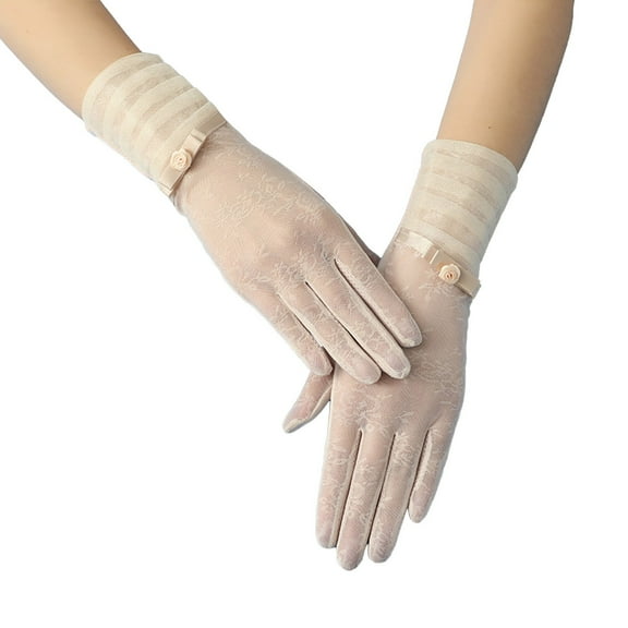 UACY Women Lace Glove Short Lace Glove Women Black Dot Short Lace Lace Breathable Riding Sunscreen Wedding Gloves for Wedding Tea Party