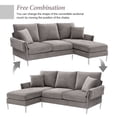 thumbnail image 4 of 84" Convertible Sectional Sofa,Modern Chenille L-Shaped Sofa Couch with Reversible Chaise Lounge,Living Room Sofa Set with 2 Pillows,Fit for Living Room/Apartment,Grey, 4 of 7