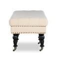 thumbnail image 6 of Linon Kacie 50" Wide Buttun Tufted Bench, Dark Espresso with Natural Linen, 6 of 9