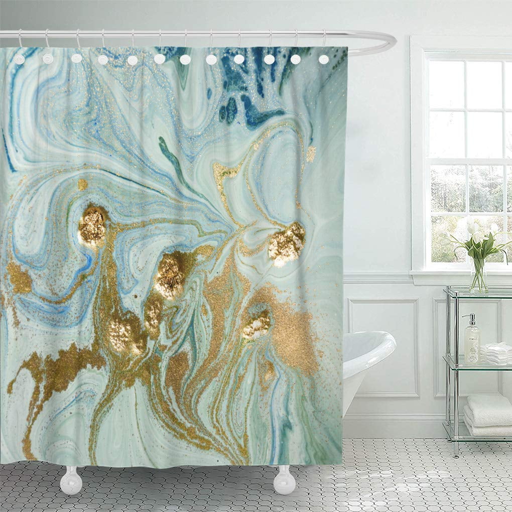 SUTTOM Green Agate Marbled Blue Abstract Liquid Marble Pattern Aqua