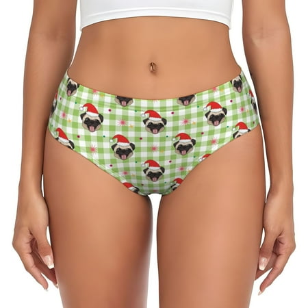 Womens Underwear - Christmas Hat French Bulldog No Show Seamless Underwear for Women  Stretch Women s Panties  Hipster Soft Comfort Ladies Panties Bikini Underwear Briefs