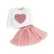 thumbnail image 1 of Odeerbi 6M-3Y Niñas San Valentín Conjunto de Dos Piezas Top de Manga Larga Con Falda de Tul Tutú Conjunto de Dos Piezas Top de Cuello Redondo Falda de Malla, 1 of 6
