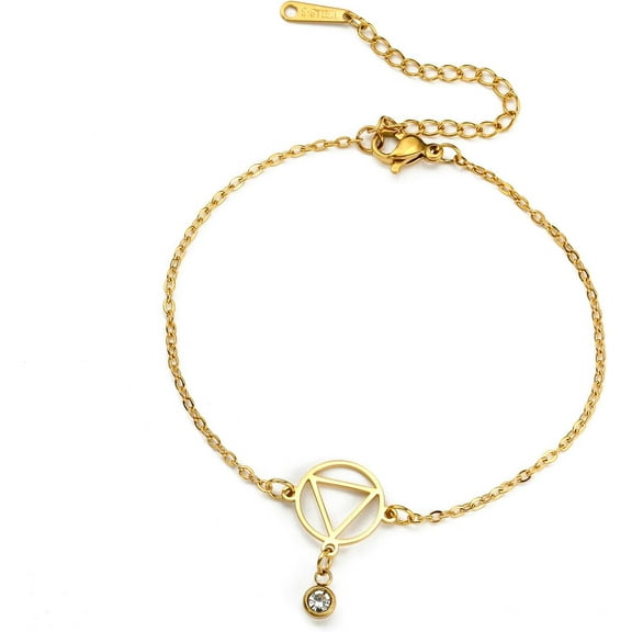 Alcoholics Anonymous AA Bracelet Circle Triangle Healing Charm Sober Recovery Jewelry New Beginnings Sobriety Gift for Women