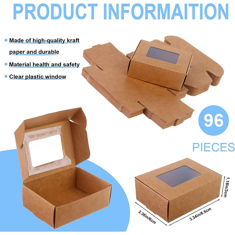50 Pieces Mini Kraft Paper Box With Window Present Packaging Box Treat Box  For Homemade Soap Treat