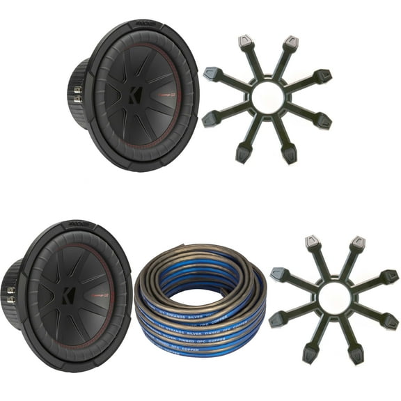 Kicker (2) 48CWR102 CompR 10" Subwoofer, DVC, 2-ohm - Includes Speaker Wire & Grill