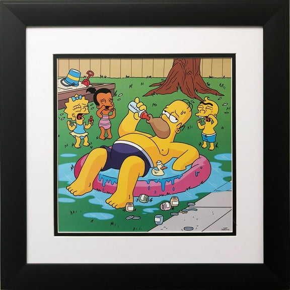 The Simpsons "Homer in a Kiddie Pool" New Custom Framed Art Print Generic
