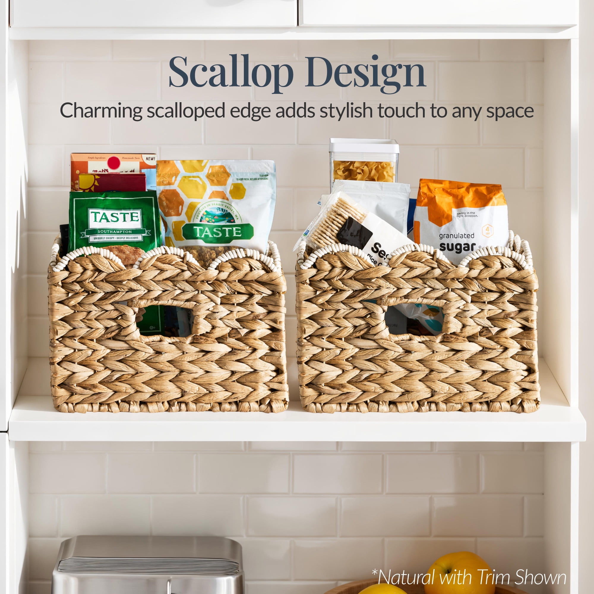 Best Choice Products 16x12 Scalloped Shelf Baskets, Woven Storage Bins, 2 Pack - Natural