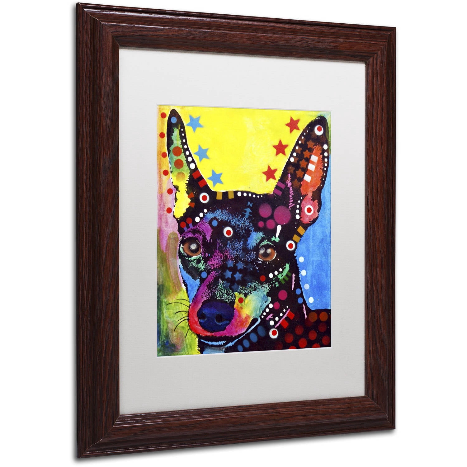 Trademark Fine Art "Miniature Pinscher" Canvas Art by Dean Russo, White Matte, Wood Frame