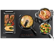 AMZCHEF Electric Cooktop 36 Inch, Built-in Induction Cooktop 5 Boost Burner Including Double Zone, 7400W Ceramic Electric Stove Top with 9 Power Level&Touch Control, Timer, Safety Lock, 240V