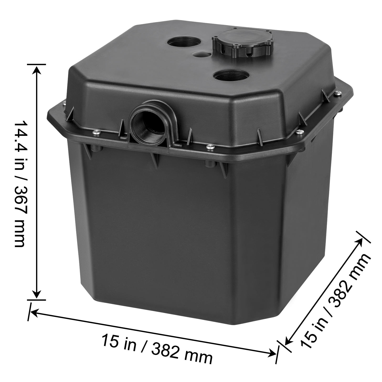 KFFKFF Under-Sink Sump Pump, 1/3 HP, 120V, 2900 GPH, 25 ft Lift, Includes 6 Gal Basin, Auto Utility/Laundry Drain Pump, 1-1/2" NPT Outlet, Black
