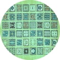 thumbnail image 1 of Ahgly Company Machine Washable Indoor Round Abstract Turquoise Blue Modern Area Rugs, 3' Round, 1 of 4