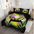 thumbnail image 2 of Gaming Comforter Set Twin Size for Boys Kids Teens Game Video Gamer Quilt Set Bedroom Decor Gamepad Bedding Set Yellow 3 Pieces, 2 of 4
