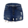 thumbnail image 4 of Women's Ripped Shorts Distressed Denim Short Jeans Pants Button Fly High Waisted Raw Hem Summer Casual Beach Y2k Slacks (M, Dark Blue-K), 4 of 6
