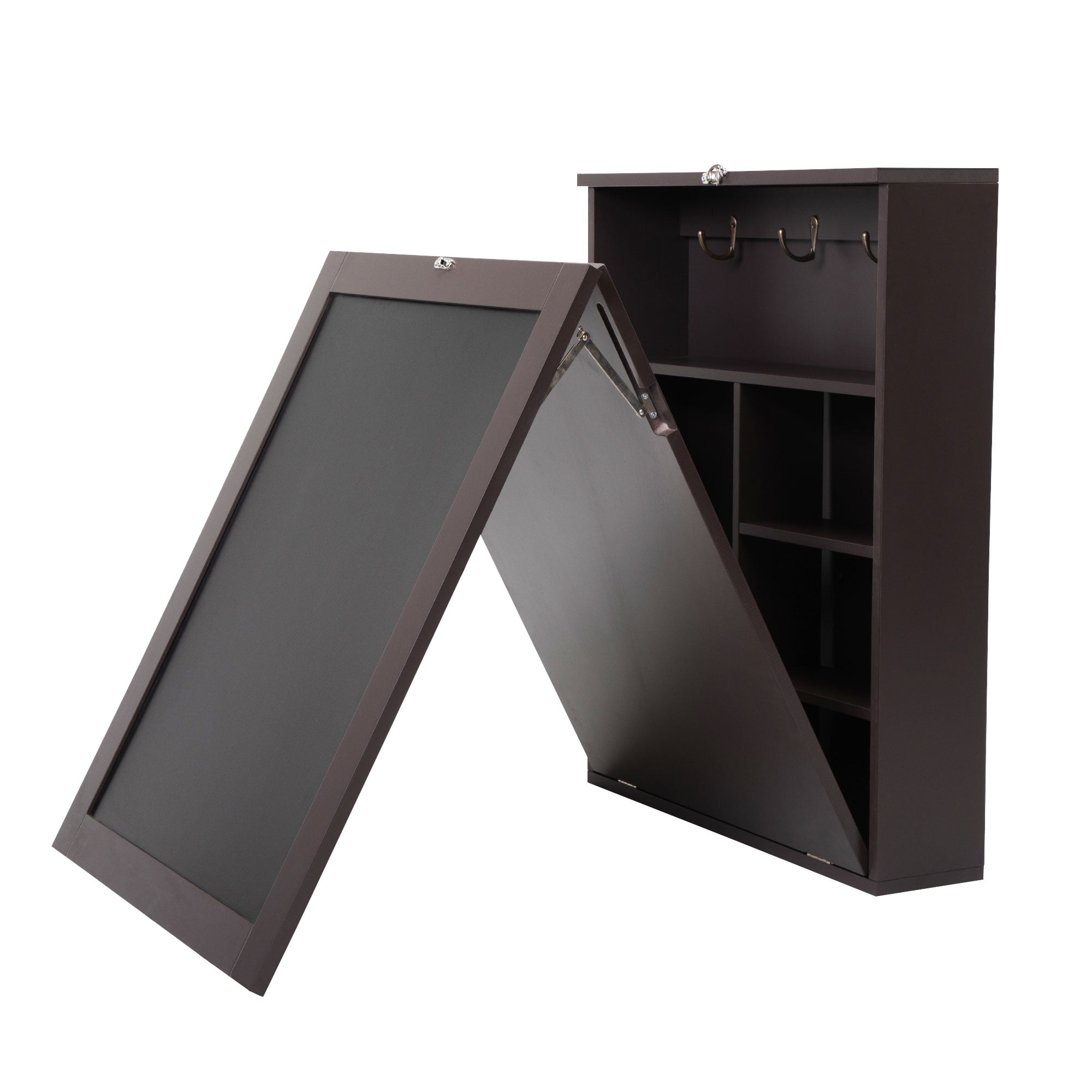Kepooman Wall Mounted Desk and Floating Desk, Space Saving Fold Up Desk Wall Mounted Convertible Desk, Wall Mounted Table with Storage Shelves & Hooks, Brown Kepooman Wall Mounted Desk and Floating Desk, Space Saving Fold Up Desk Wall Mounted Convertible Desk, Wall Mounted Table with Storage Shelves & Hooks, Brown