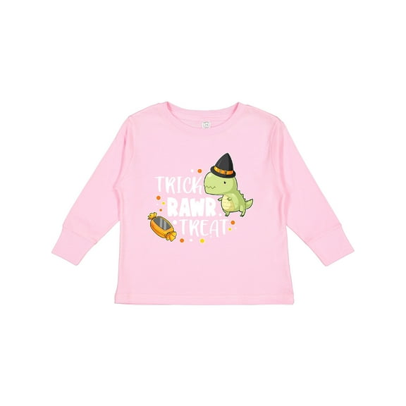 Inktastic Halloween Trick Rawr Treat with Dinosaur Boys or Girls Long Sleeve Toddler T-Shirt