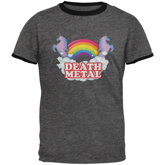 Death Metal Rainbow Mens Ringer T Shirt Dark Heather-Black 2XL