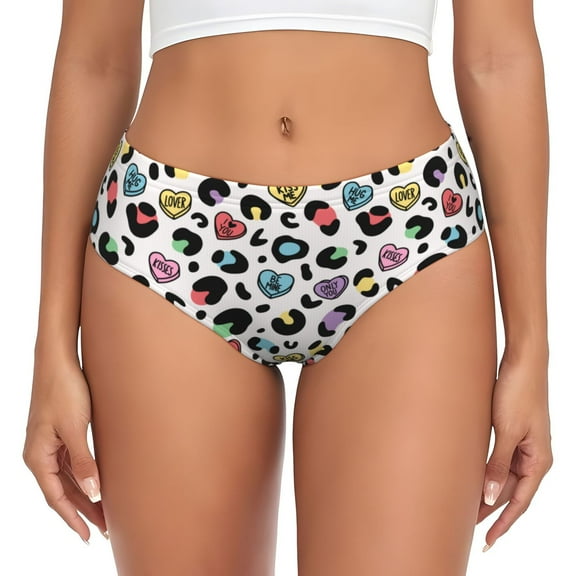 Womens Underwear - leopard colorful love Hearts No Show Seamless Underwear for Women, Stretch Women's Panties, Hipster Soft Comfort Ladies Panties Bikini Underwear Briefs