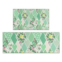 Pioneer Flower Floral Print Pattern Kitchen Rugs Sets Of 2,Anti Fatigue Kitchen Mat Rugs Non Slip Washable,Decorative Kitchen Floor Mats for Kitchen,Sink,Laundry,17"x30" 17"x47"