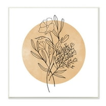 Stupell Industries Minimal Flower Sprigs Lines Round Ochre Shape Graphic Art Unframed Art Print Wall Art, Design by Rachel Nieman