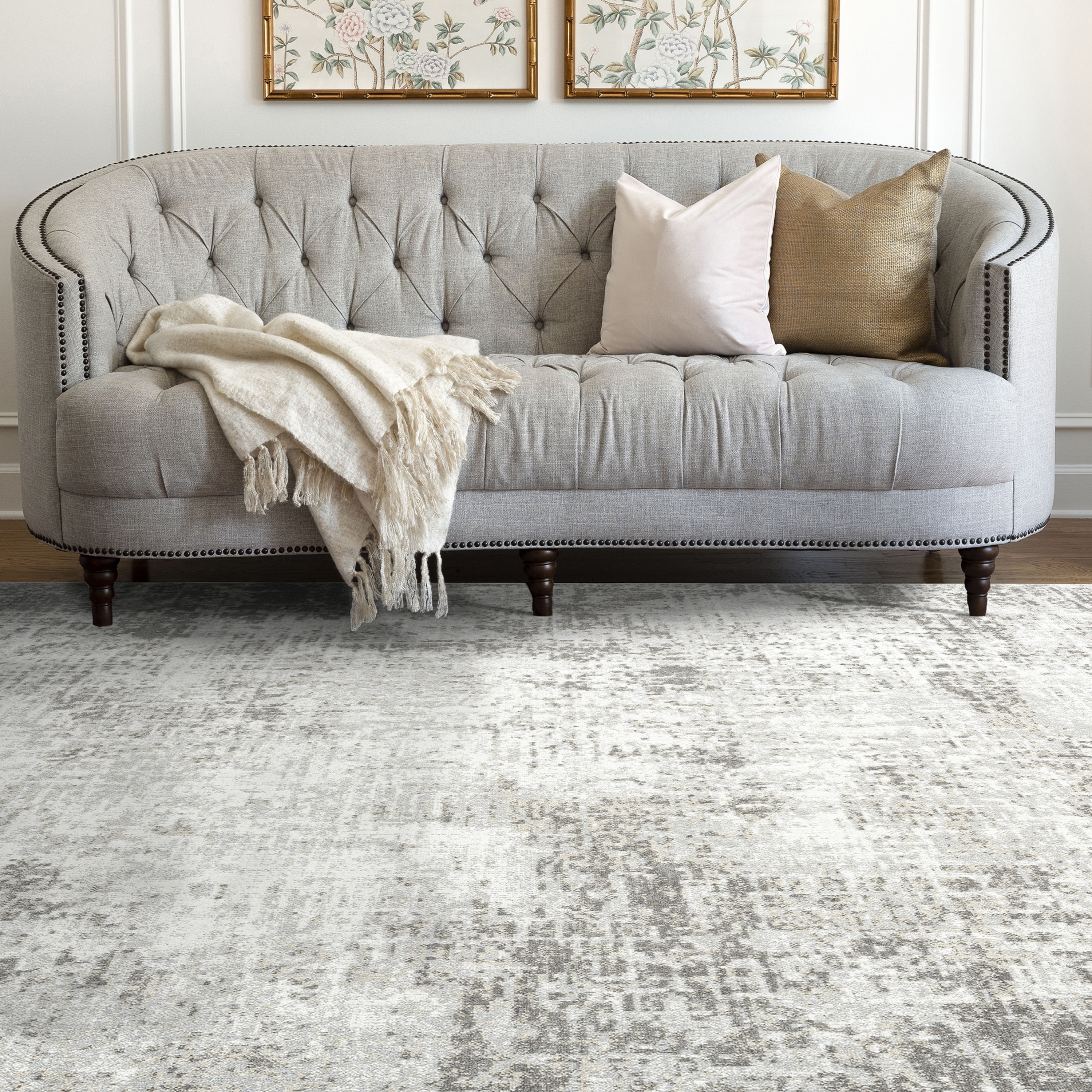 Contemporary 4x6 Area Rug (4' x 5'3'') Abstract Cream, Cream Indoor Rectangle Easy to Clean