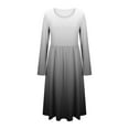 thumbnail image 4 of Roncen Swing Dress for Women, Long Sleeve Round Neck Fit & Flare Dress, Relaxed Casual Midi, 4 of 6