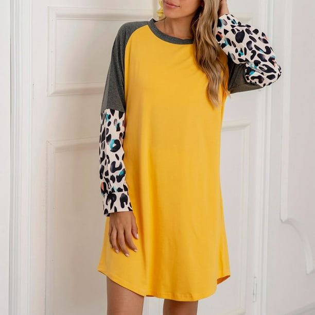 Vestido corto NikouMX Cuello redondo Estampado de leopardo S M L XL XXL