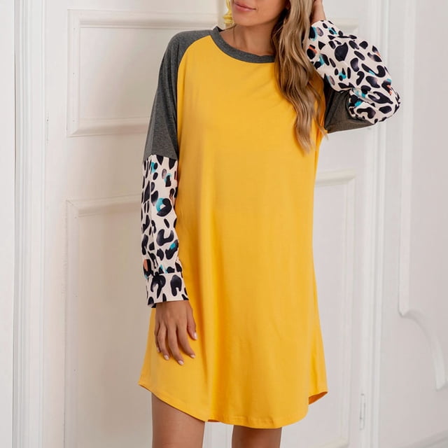 Vestido corto NikouMX Cuello redondo Estampado de leopardo S M L XL XXL
