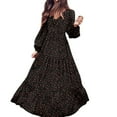 thumbnail image 5 of QYZEU Women Summer Clothes Lightweight Swing Dress for Women Women's Floral Printed Dress V Neck Long Sleeve A-Line Long Dress Casual Women Dresses Black XL, 5 of 7